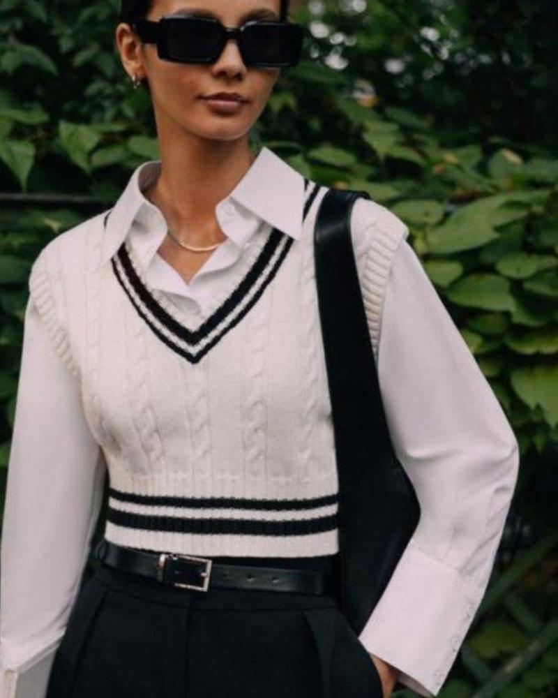 Women's Knit Sweater Vest in White — Ardovena Faro, main product view