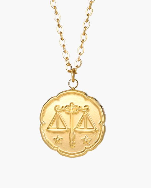 Back view of Men's Zodiac Necklace in Gold — Ardovena Faro with documented product details