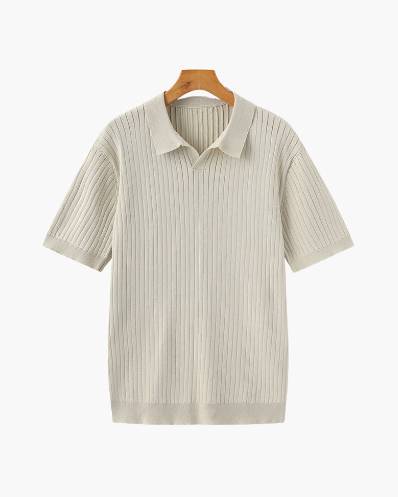 Back view of Men's Knit Knit Ribbed Polo in an available colour — Ardovena Girona