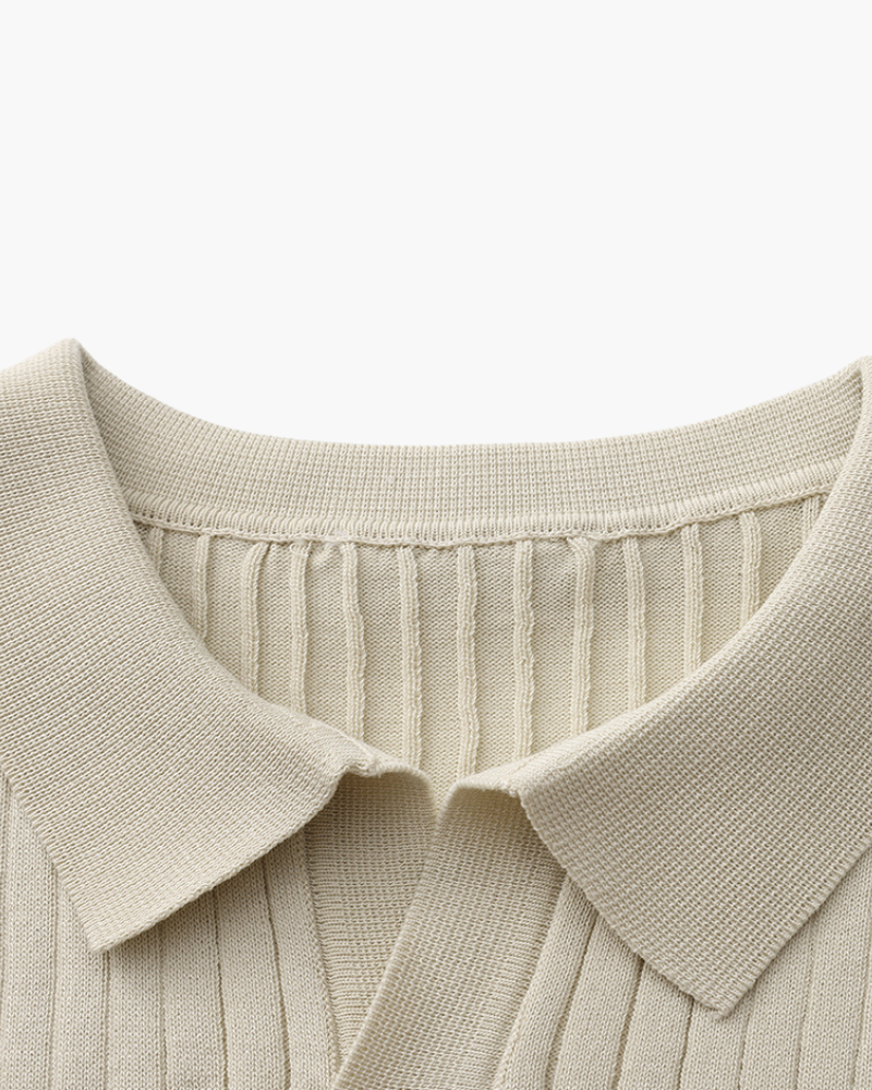 Additional view 04 of Men's Knit Knit Ribbed Polo in an available colour — Ardovena Girona