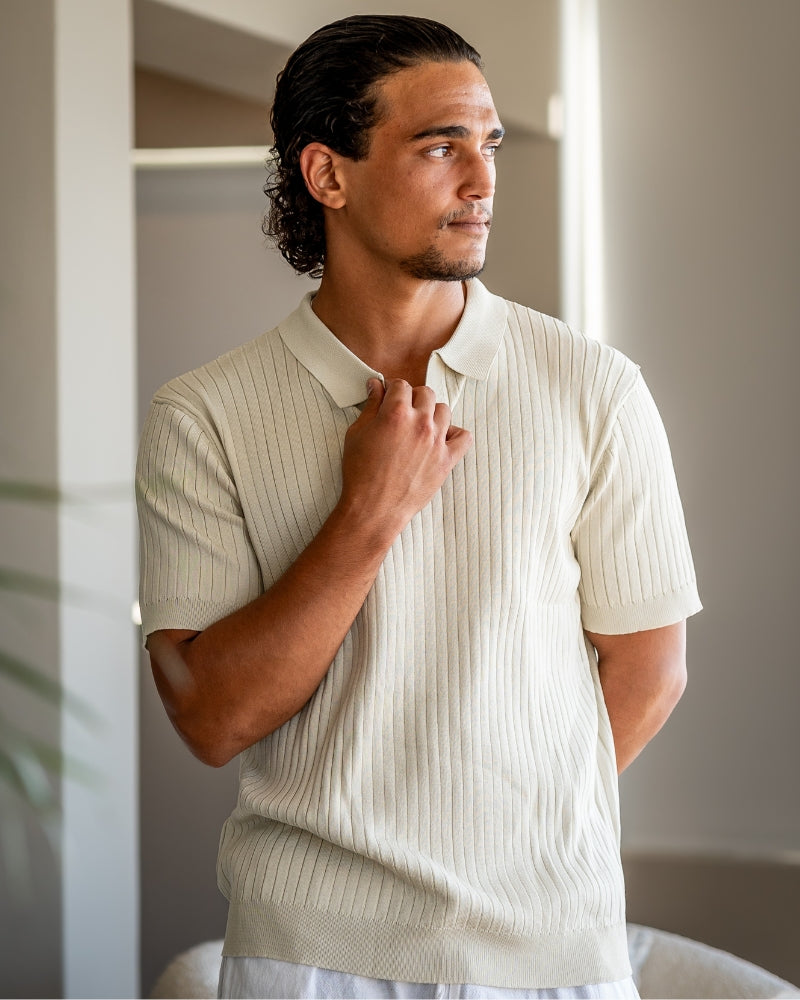 Additional view 05 of Men's Knit Knit Ribbed Polo in an available colour — Ardovena Girona