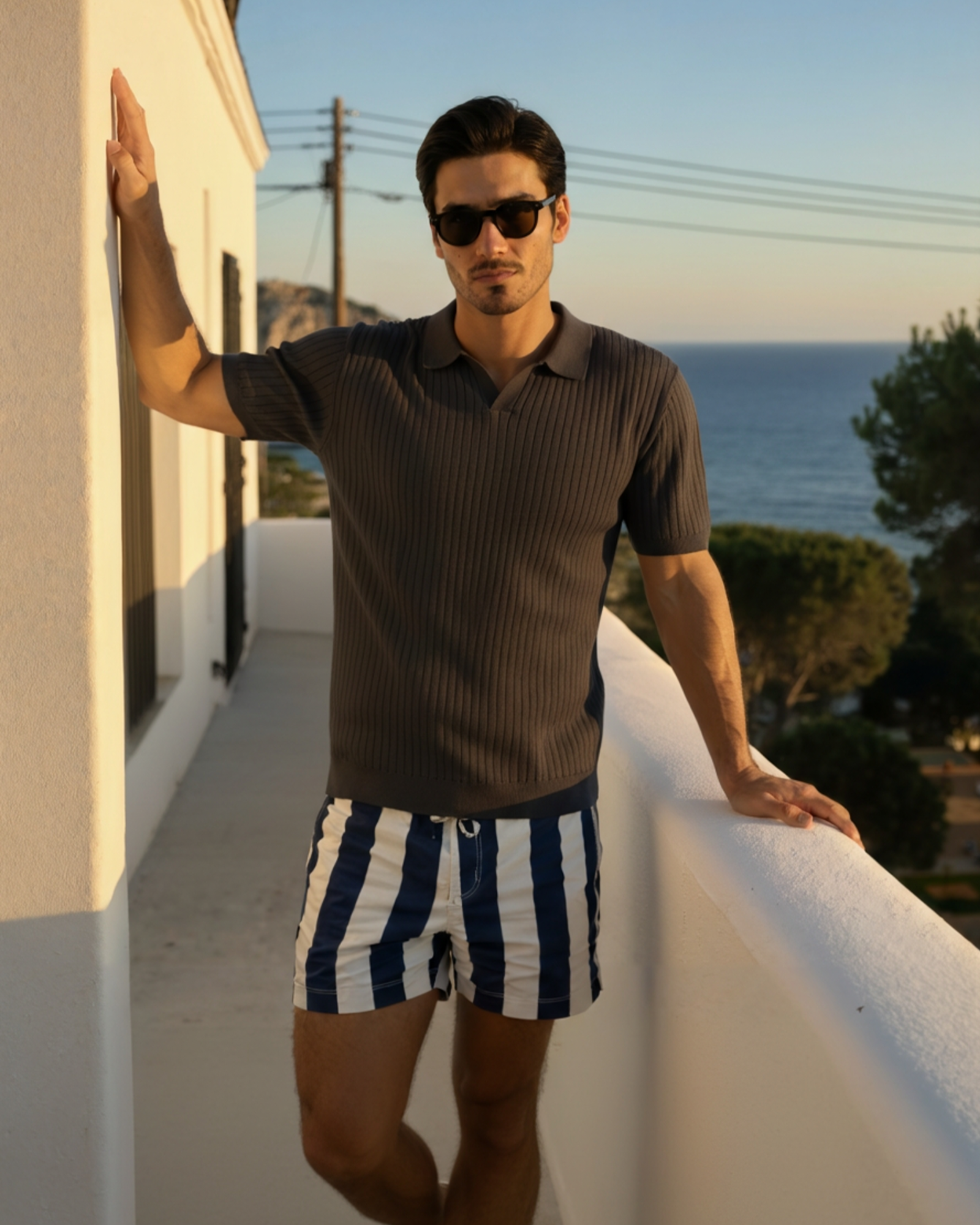 Additional view 20 of Men's Knit Knit Ribbed Polo in an available colour — Ardovena Girona