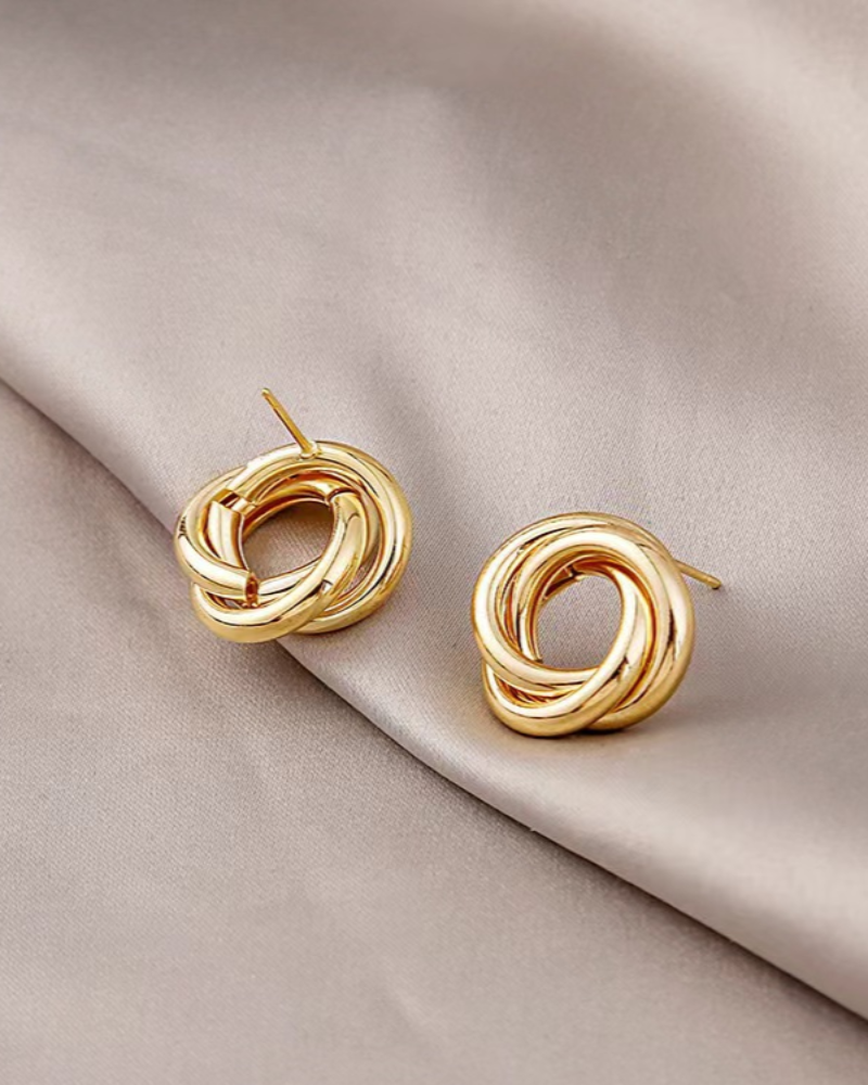 Back view of Women's Knot Studs in Gold — Ardovena Girona with documented product details