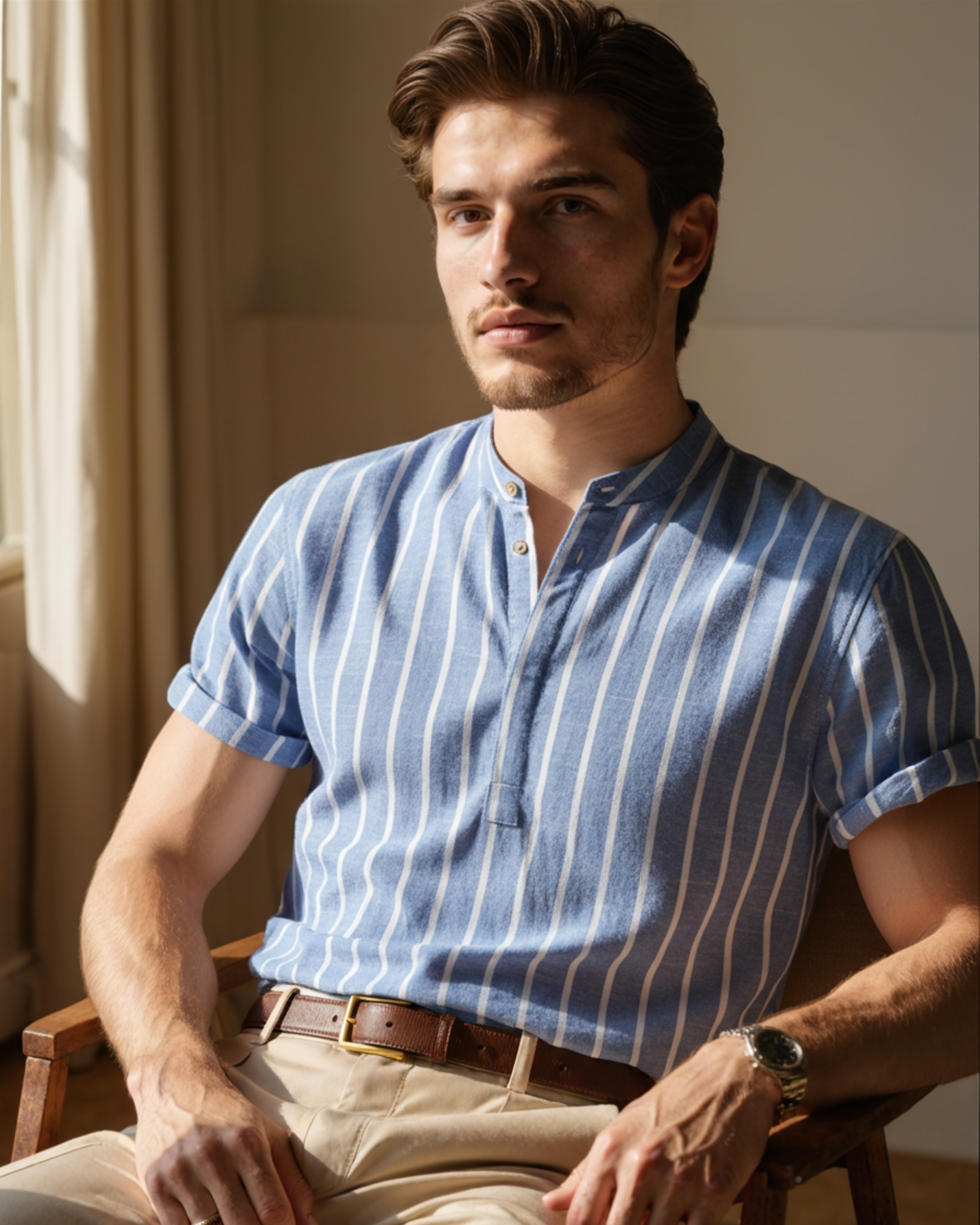 Close-up of material and construction details on men's Cotton Sailor Polo — Ardovena Lucca