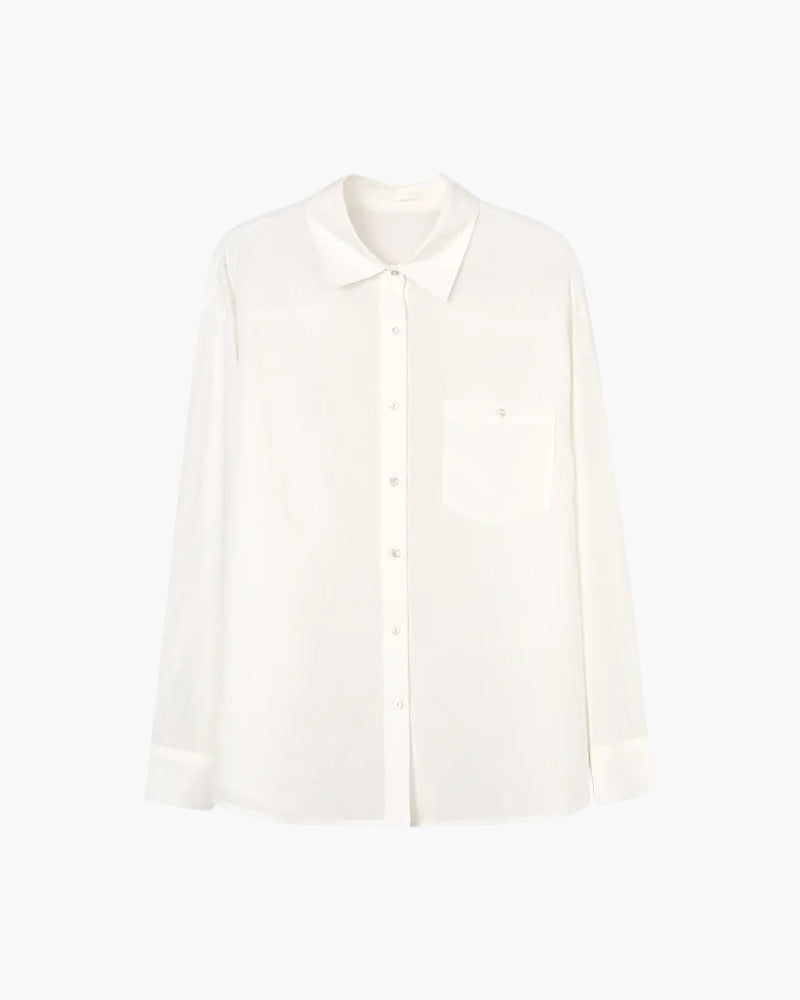 Close-up of material and construction details on women's Linen Shirt — Ardovena Lucca