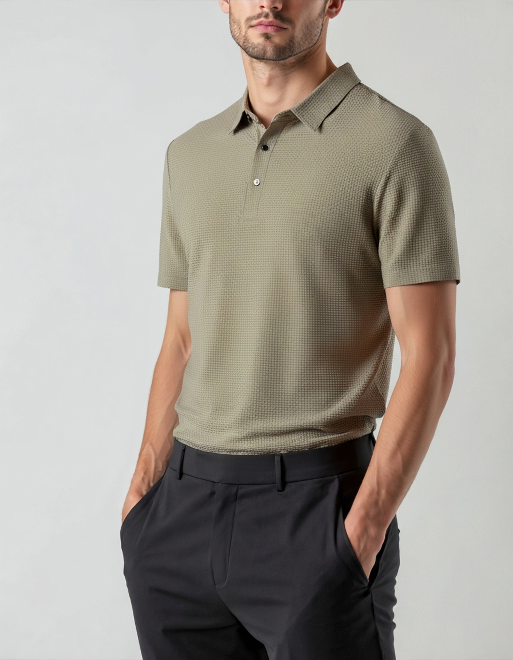 Additional view 09 of Men's Satin Silk Polo Anti-wrinkle in an available colour — Ardovena Lucca