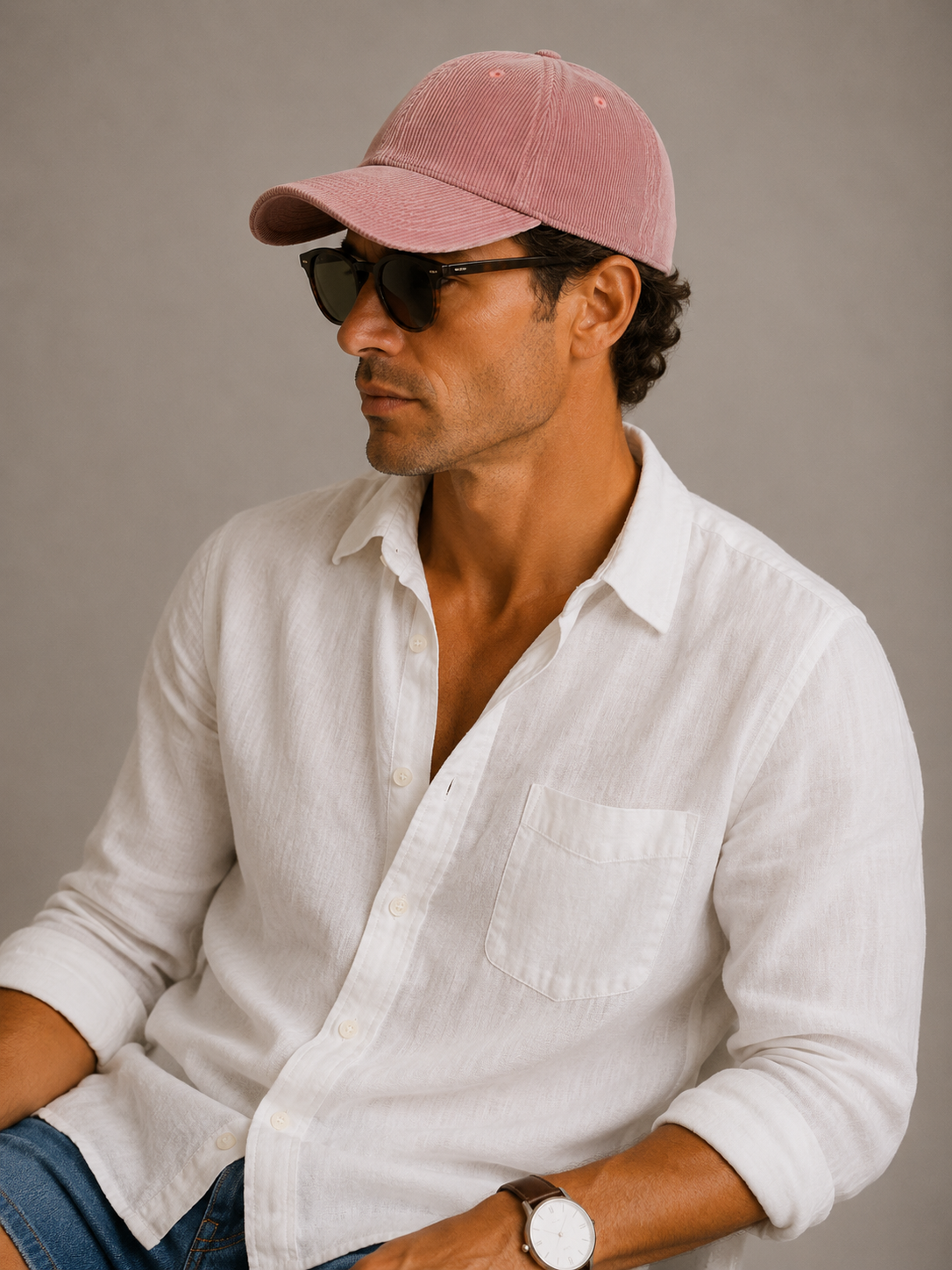 Back view of Men's Cord Cap in an available colour — Ardovena Menorca