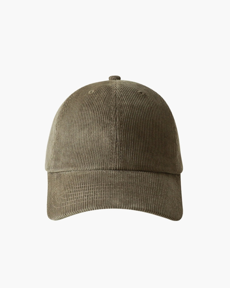 Close-up of material and construction details on men's Cord Cap — Ardovena Menorca