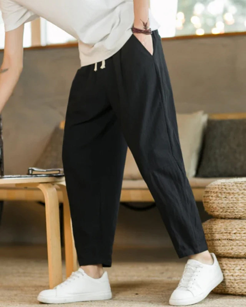 Back view of Men's Cotton Cotton Trousers in an available colour — Ardovena Menorca