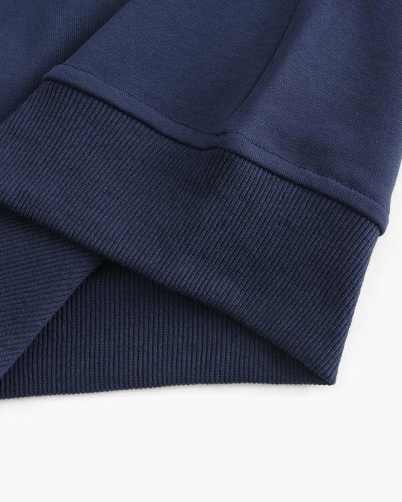 Close-up of material and construction details on men's Cotton Zip-up Sweater — Ardovena Menorca