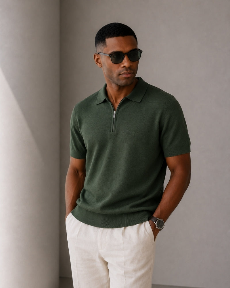Additional view 14 of Men's Cotton Cotton Zip-up Polo in an available colour — Ardovena Otranto