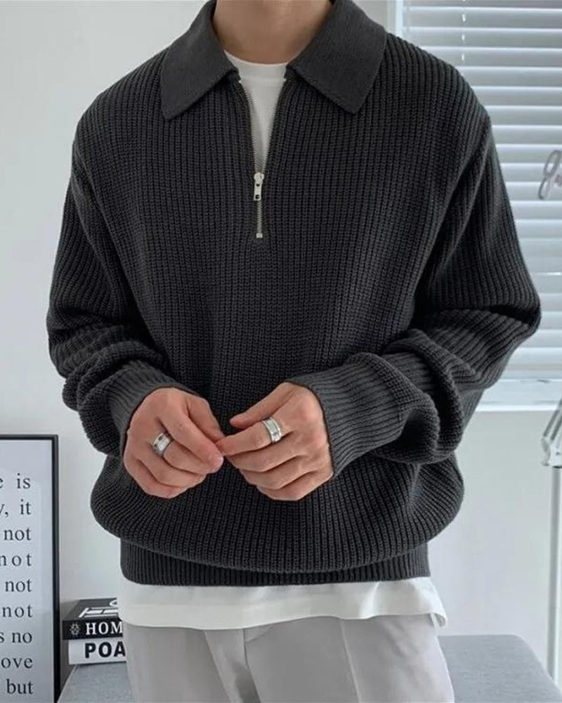 Men's Knit Half-zip Sweater in an available colour — Ardovena Otranto, main product view
