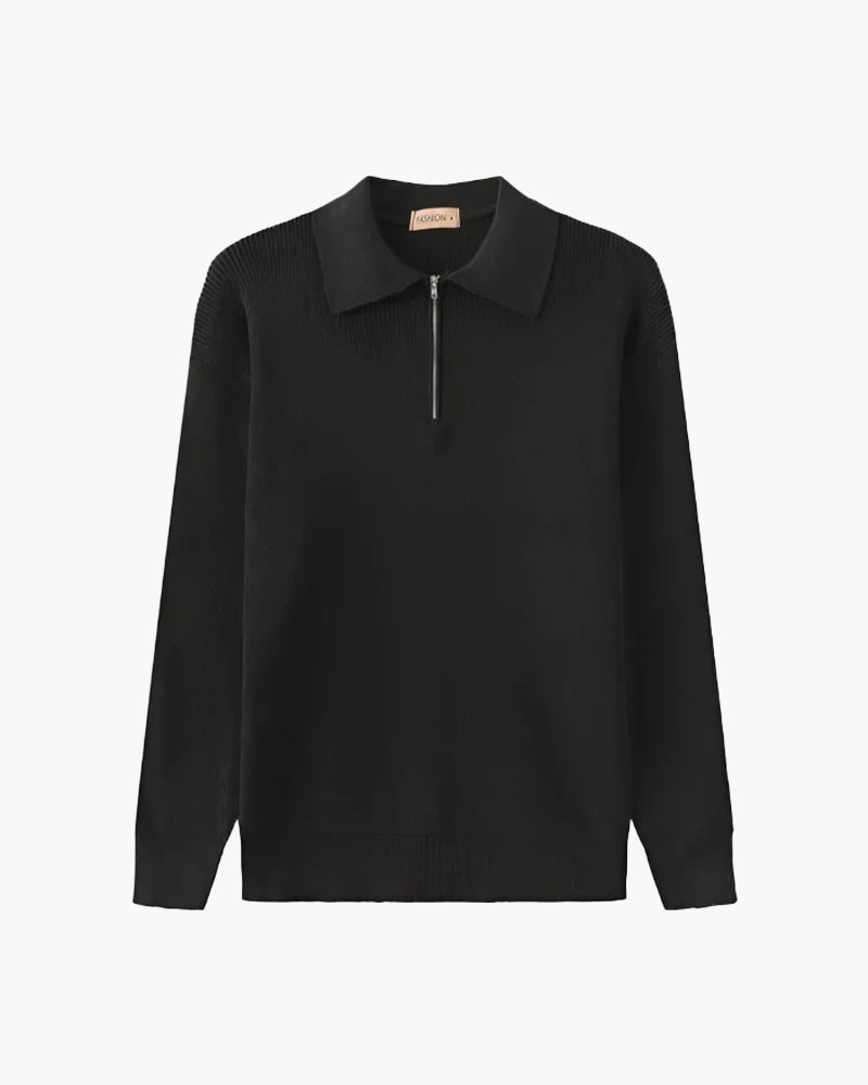 Back view of Men's Knit Half-zip Sweater in an available colour — Ardovena Otranto