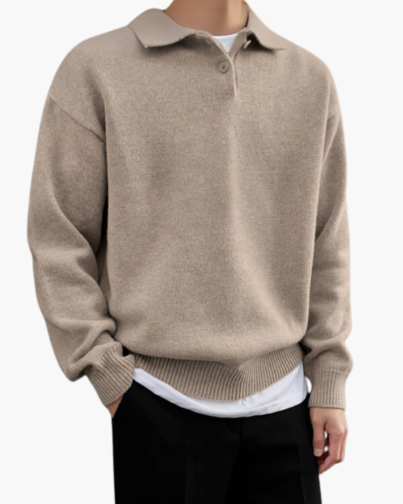 Men's Knit Woolen Button Half-zip Sweater in an available colour — Ardovena Otranto, main product view