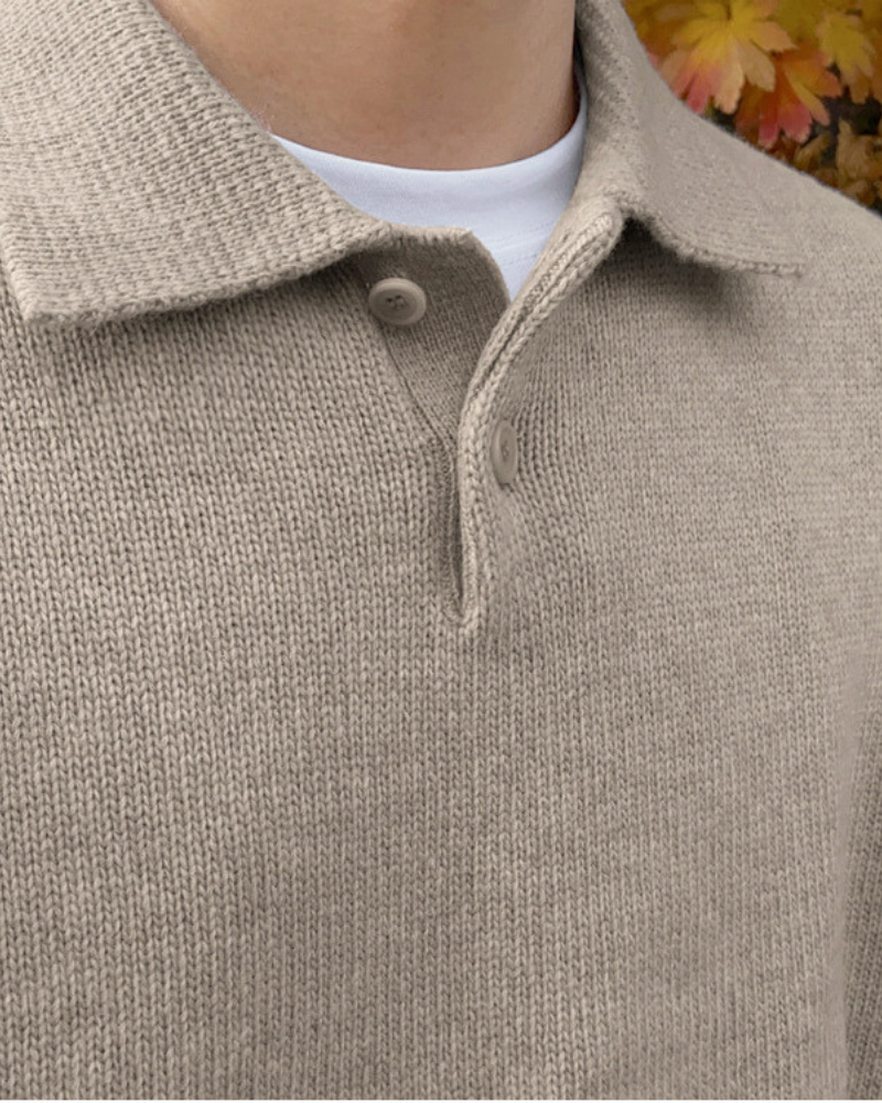 Additional view 04 of Men's Knit Woolen Button Half-zip Sweater in an available colour — Ardovena Otranto