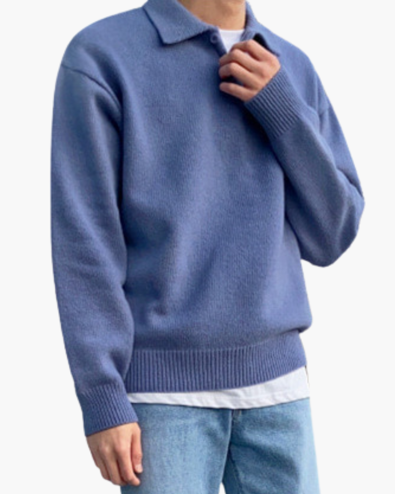 Additional view 05 of Men's Knit Woolen Button Half-zip Sweater in an available colour — Ardovena Otranto