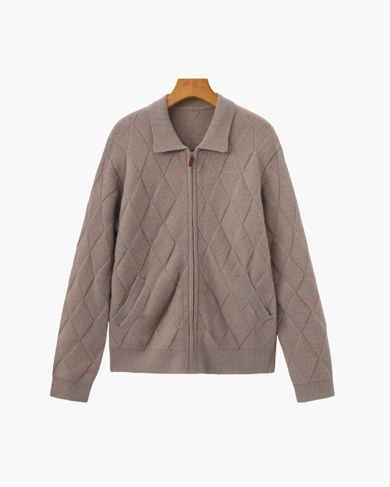 Men's Knit Diamond Knit Cardigan in an available colour — Ardovena Positano, main product view