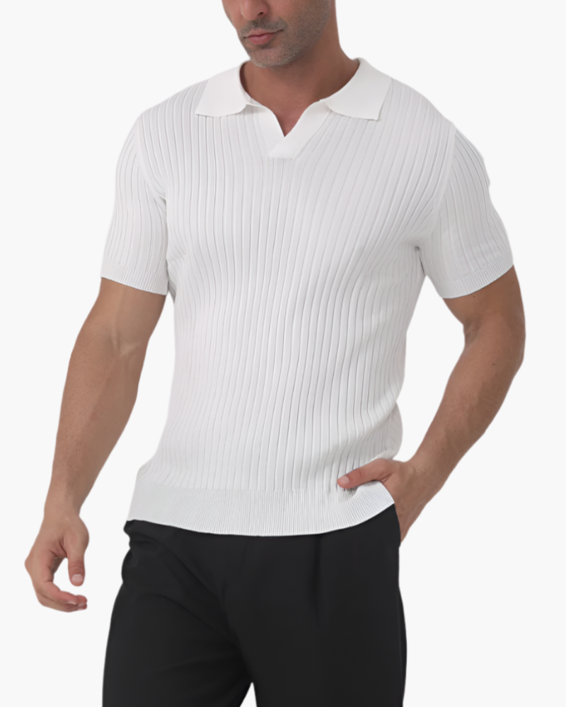 Men's Cotton Ribbed Cotton Polo in an available colour — Ardovena Positano, main product view