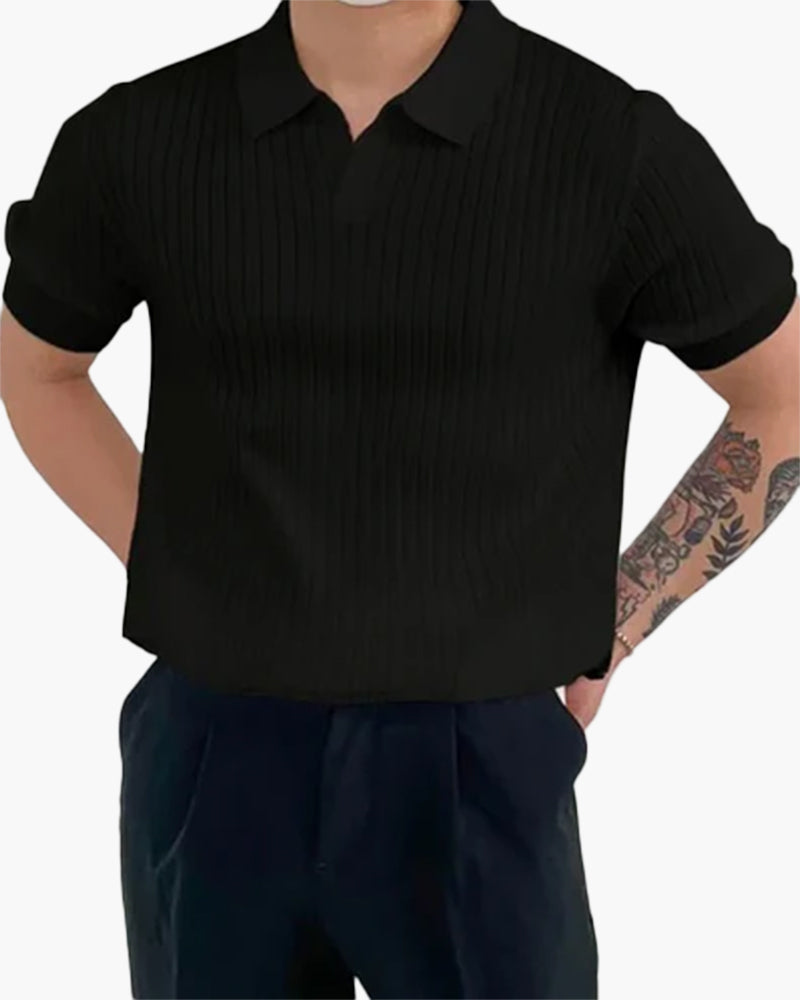 Additional view 05 of Men's Cotton Ribbed Cotton Polo in an available colour — Ardovena Positano