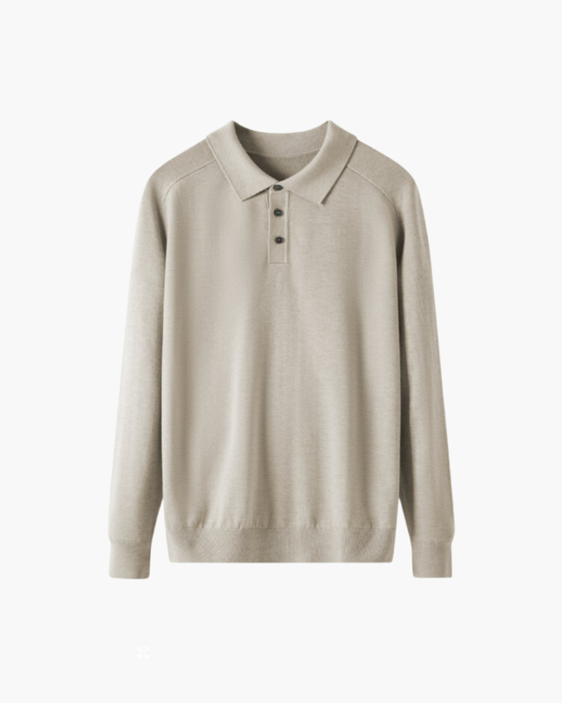 Back view of Men's Knit Wool Polo in an available colour — Ardovena Positano