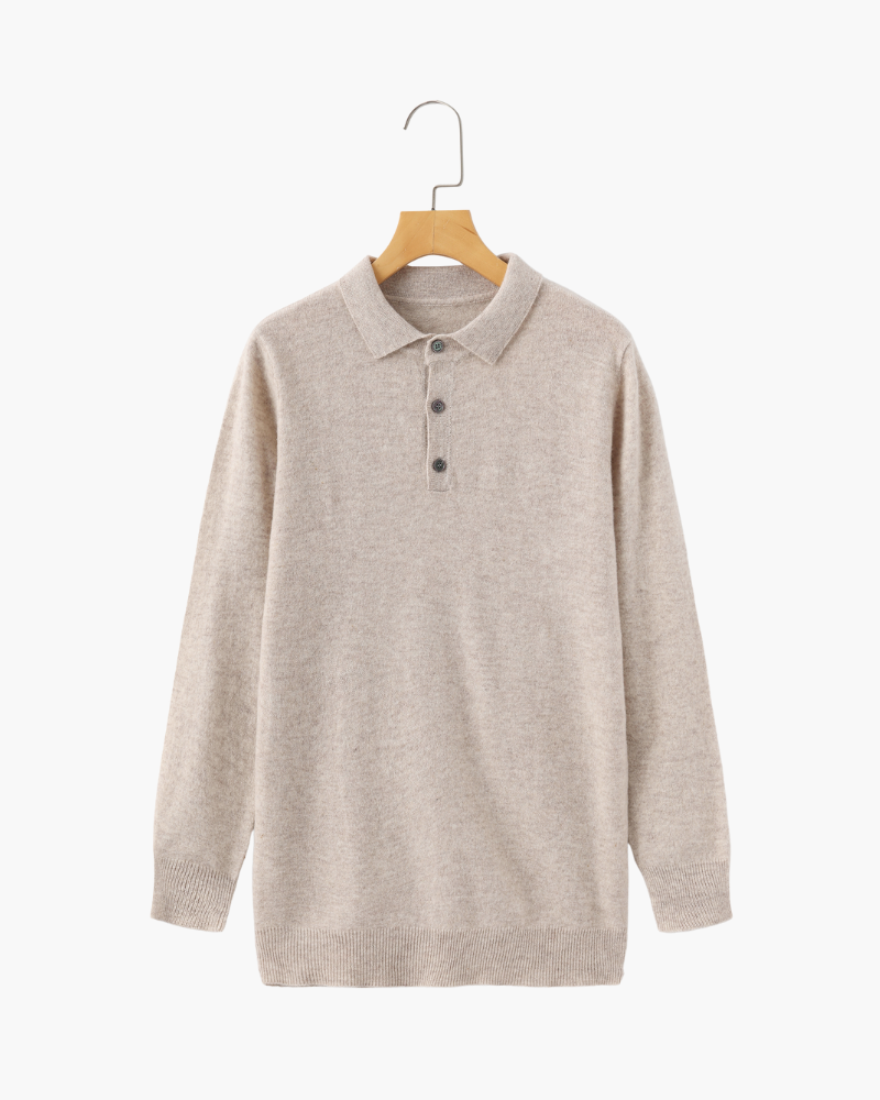 Back view of Men's Knit Cashmere Polo in an available colour — Ardovena Ravenna