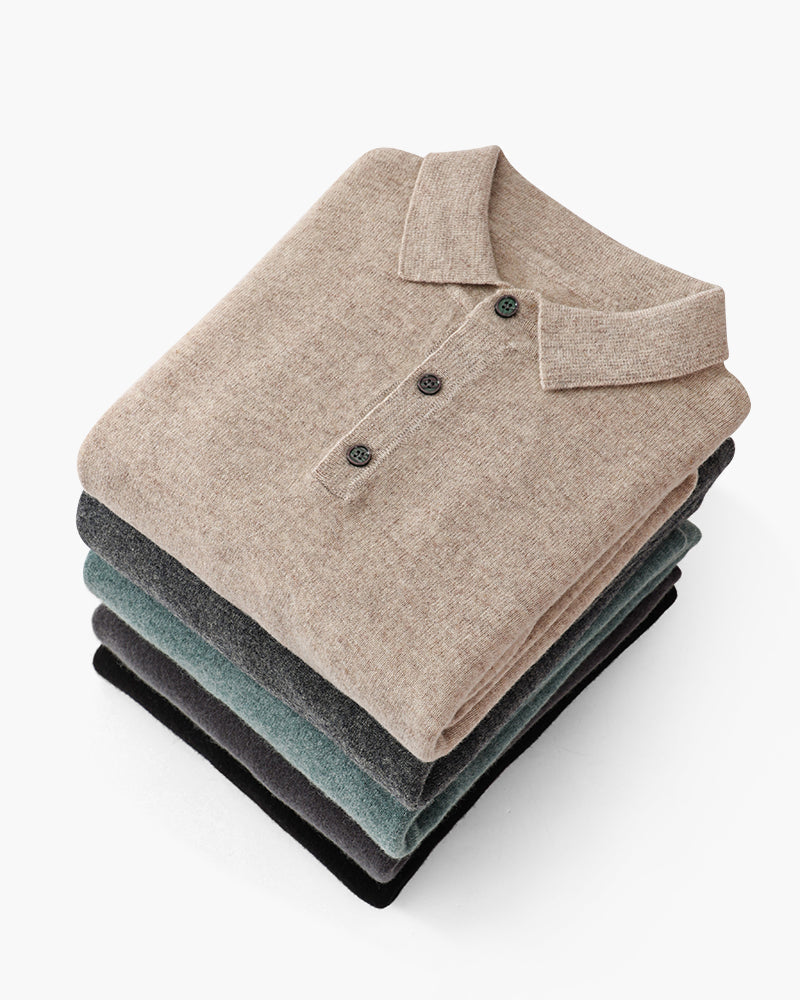 Additional view 05 of Men's Knit Cashmere Polo in an available colour — Ardovena Ravenna