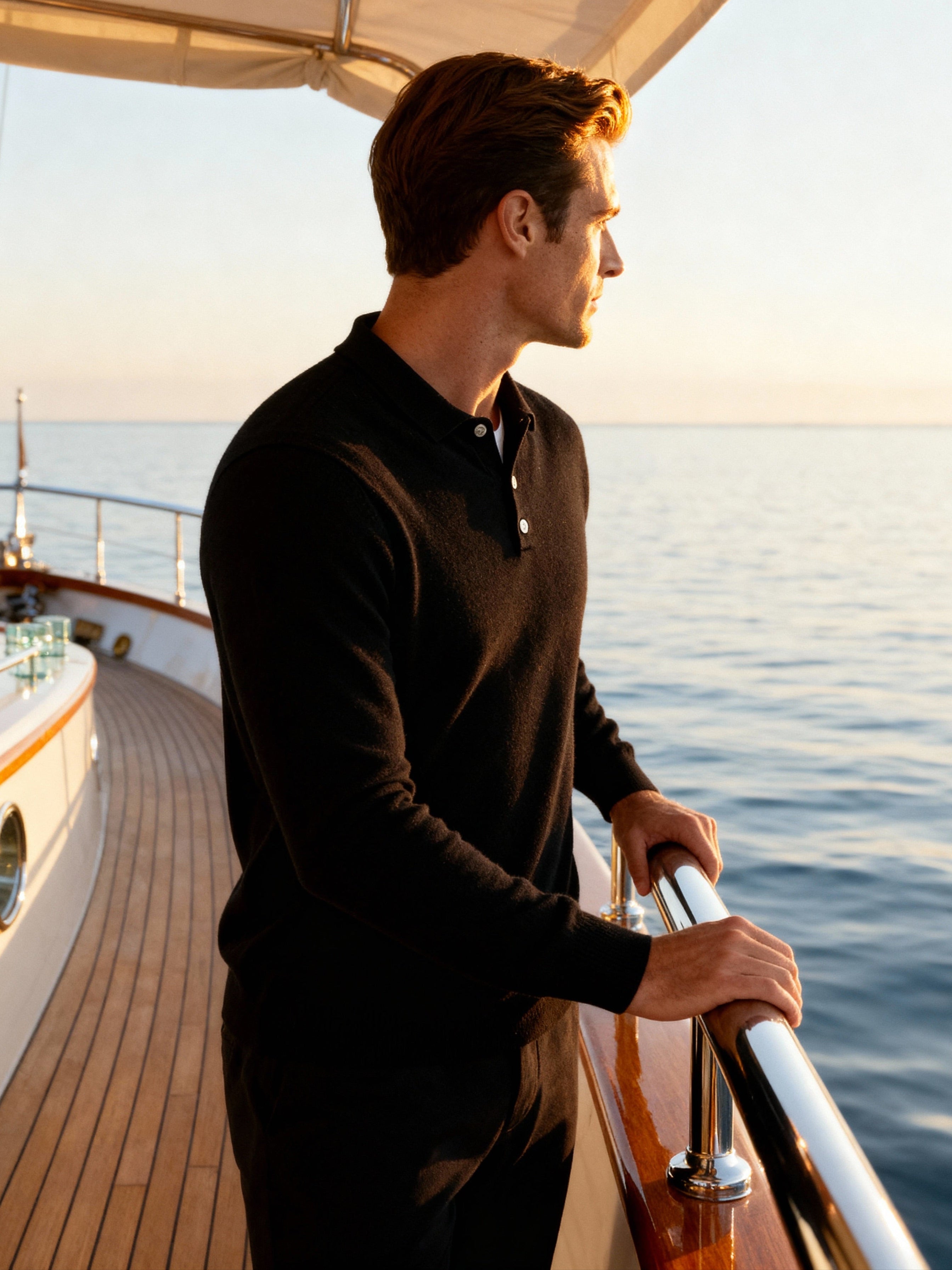 Additional view 10 of Men's Knit Cashmere Polo in an available colour — Ardovena Ravenna