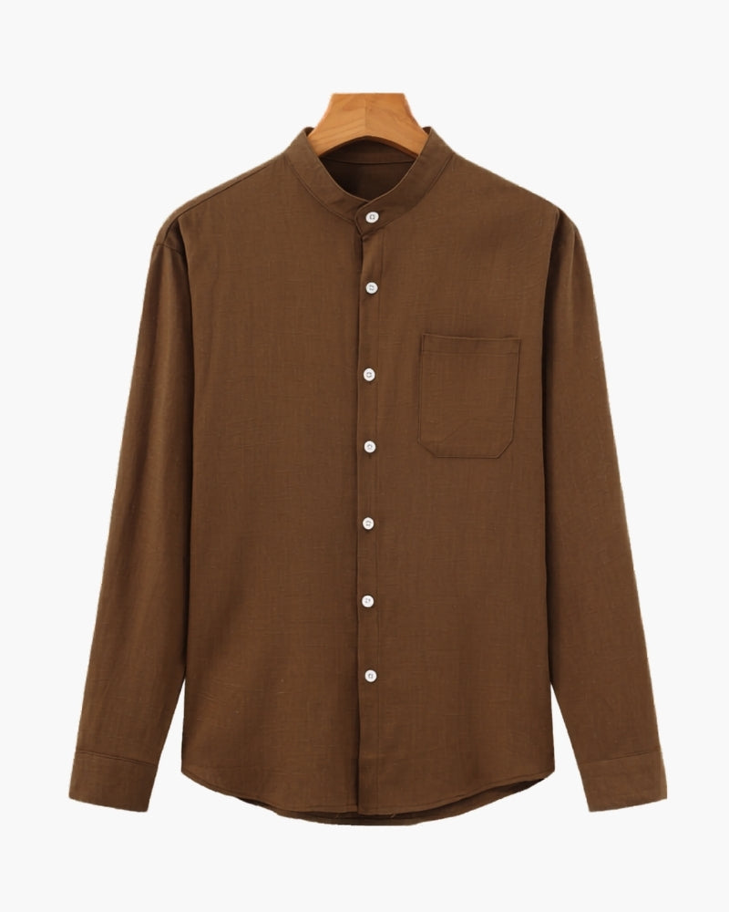 Back view of Men's Cotton Cotton Mandarin Shirt in an available colour — Ardovena Ravenna