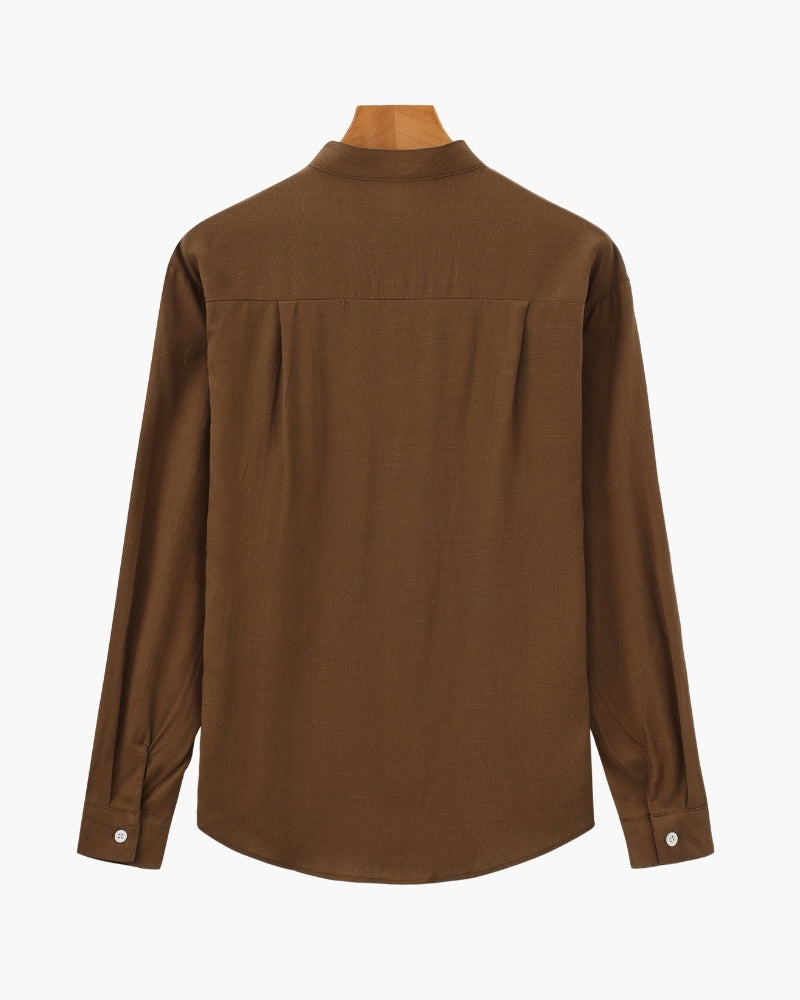 Additional view 05 of Men's Cotton Cotton Mandarin Shirt in an available colour — Ardovena Ravenna