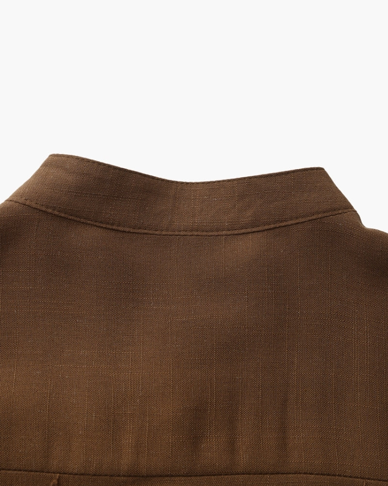 Additional view 07 of Men's Cotton Cotton Mandarin Shirt in an available colour — Ardovena Ravenna