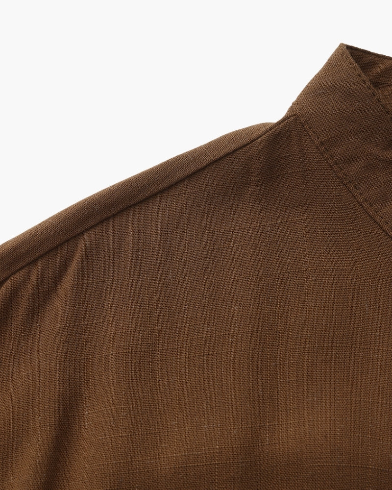 Additional view 10 of Men's Cotton Cotton Mandarin Shirt in an available colour — Ardovena Ravenna