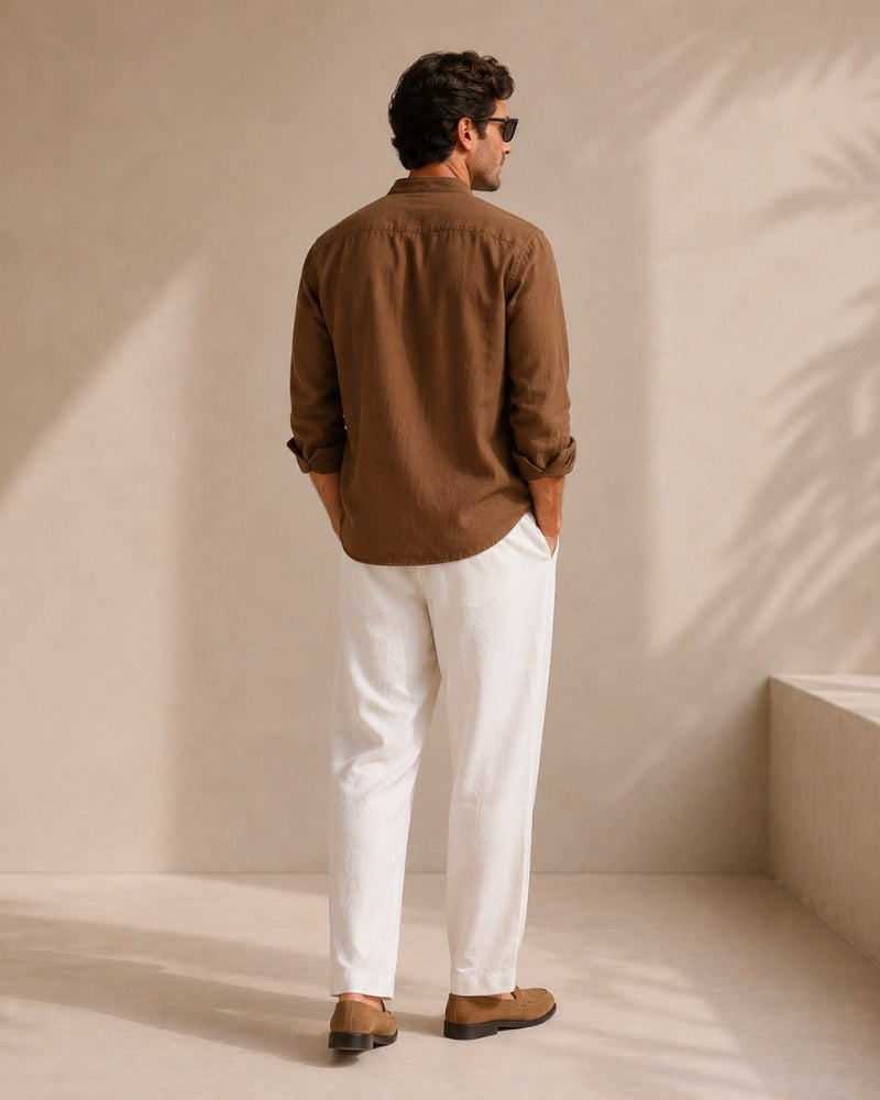 Additional view 11 of Men's Cotton Cotton Mandarin Shirt in an available colour — Ardovena Ravenna