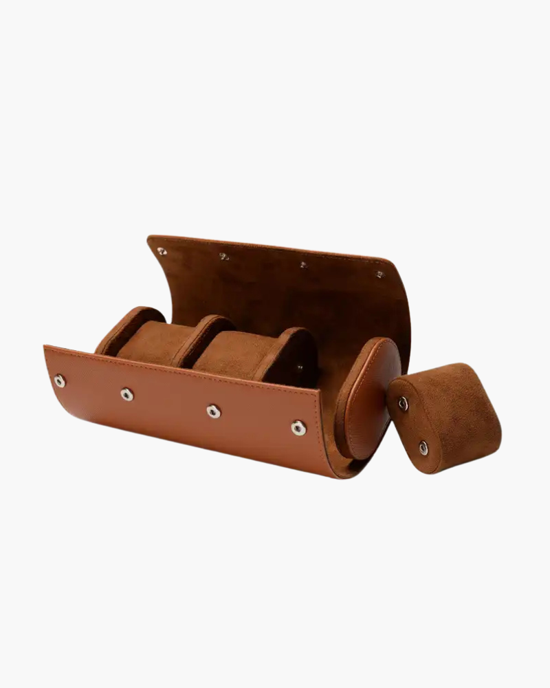 Close-up of material and construction details on men's Leather Watch Holder — Ardovena Ravenna