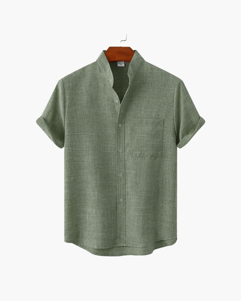 Back view of Men's Mandarin Collared Shirt in an available colour — Ardovena Ravenna