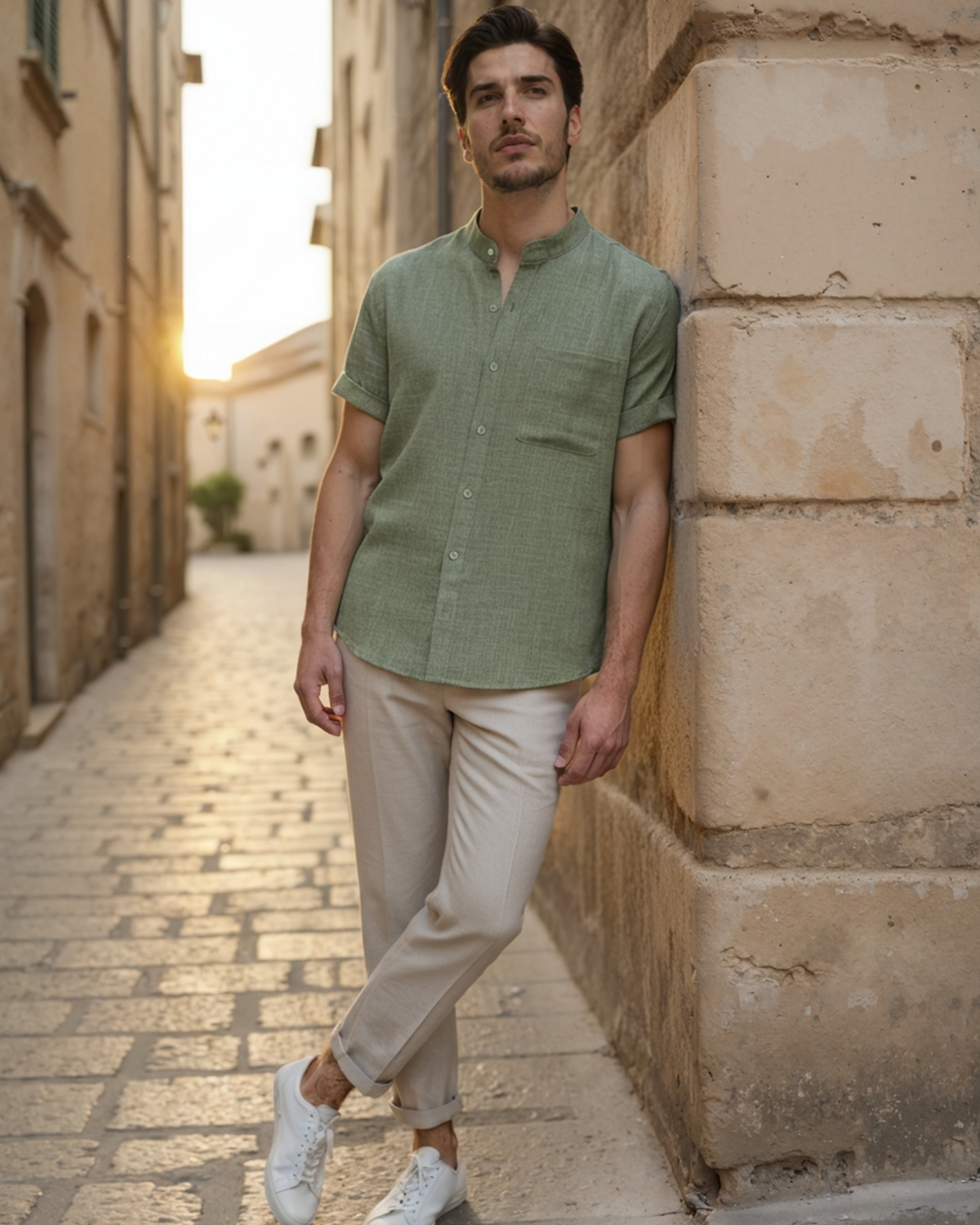 Additional view 04 of Men's Mandarin Collared Shirt in an available colour — Ardovena Ravenna