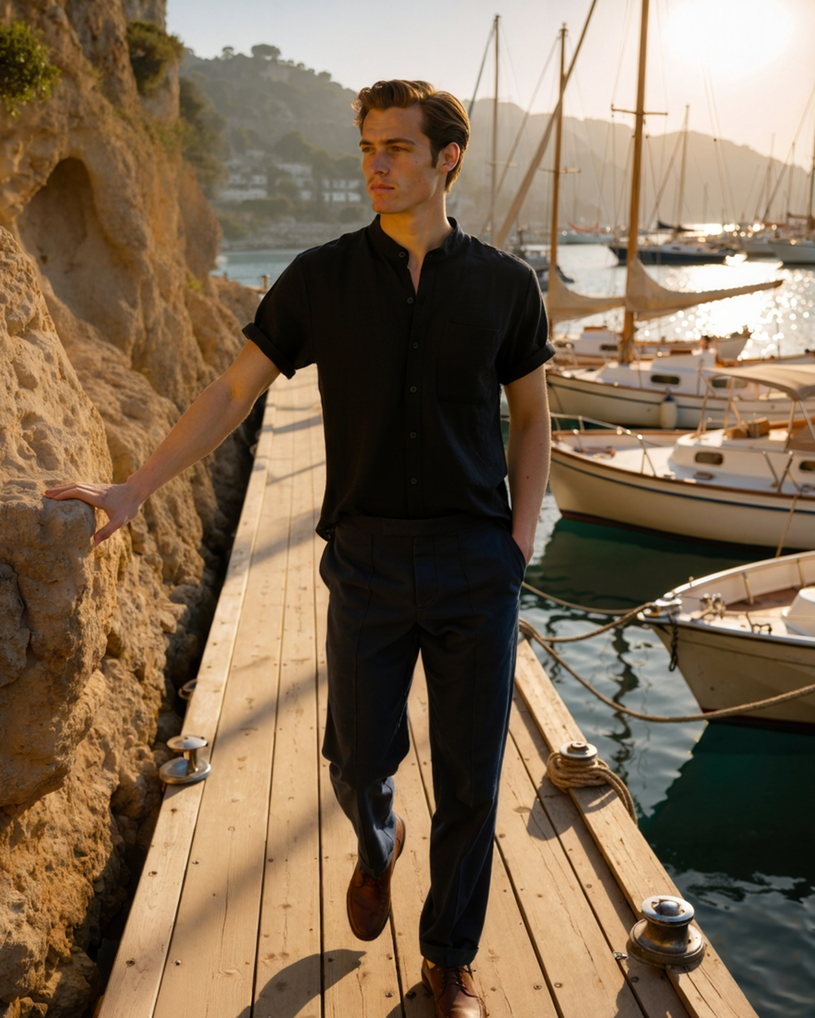 Additional view 07 of Men's Mandarin Collared Shirt in an available colour — Ardovena Ravenna