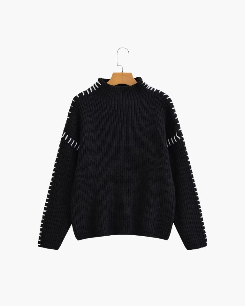 Women's Knit Stitch Sweater in Black — Ardovena Ravenna, main product view