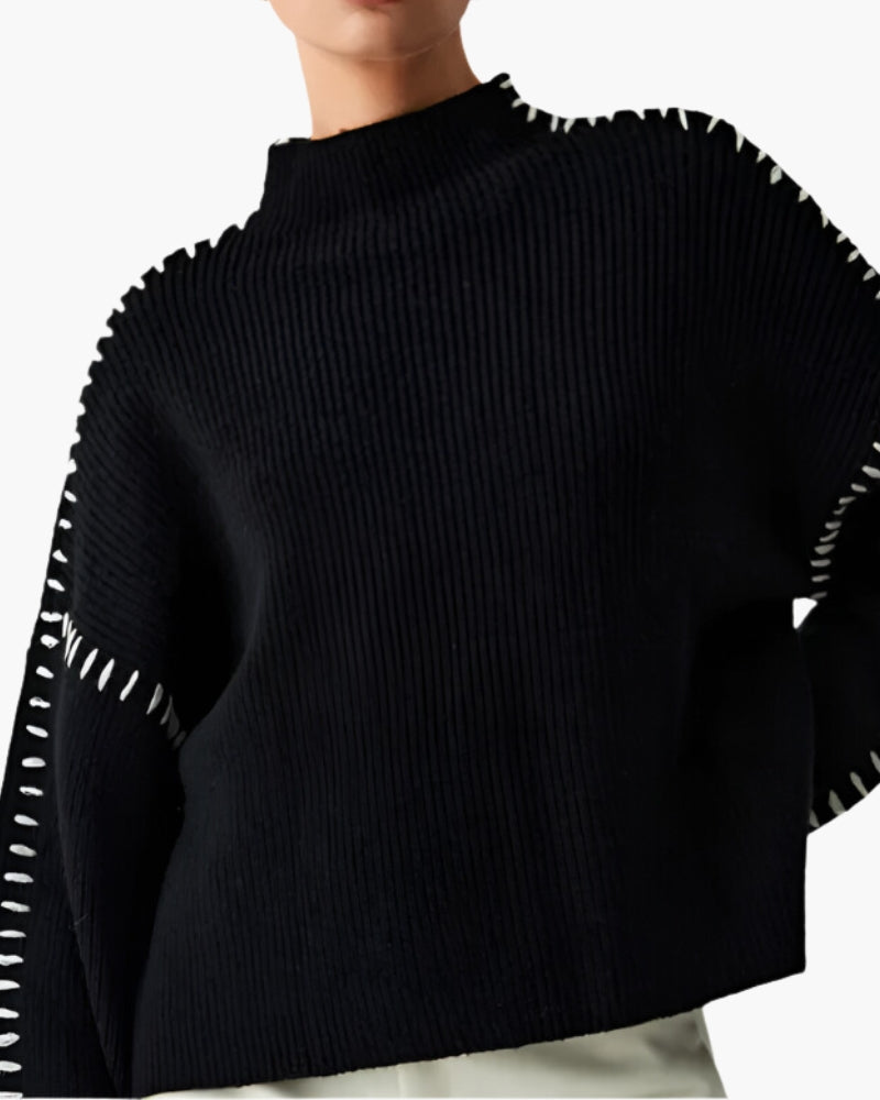 Close-up of material and construction details on women's Stitch Sweater — Ardovena Ravenna