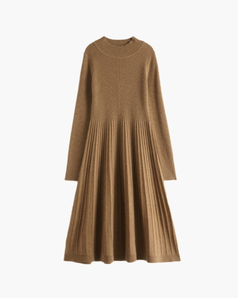 Back view of Women's Knit Cashmere Flare Dress in an available colour — Ardovena Sintra