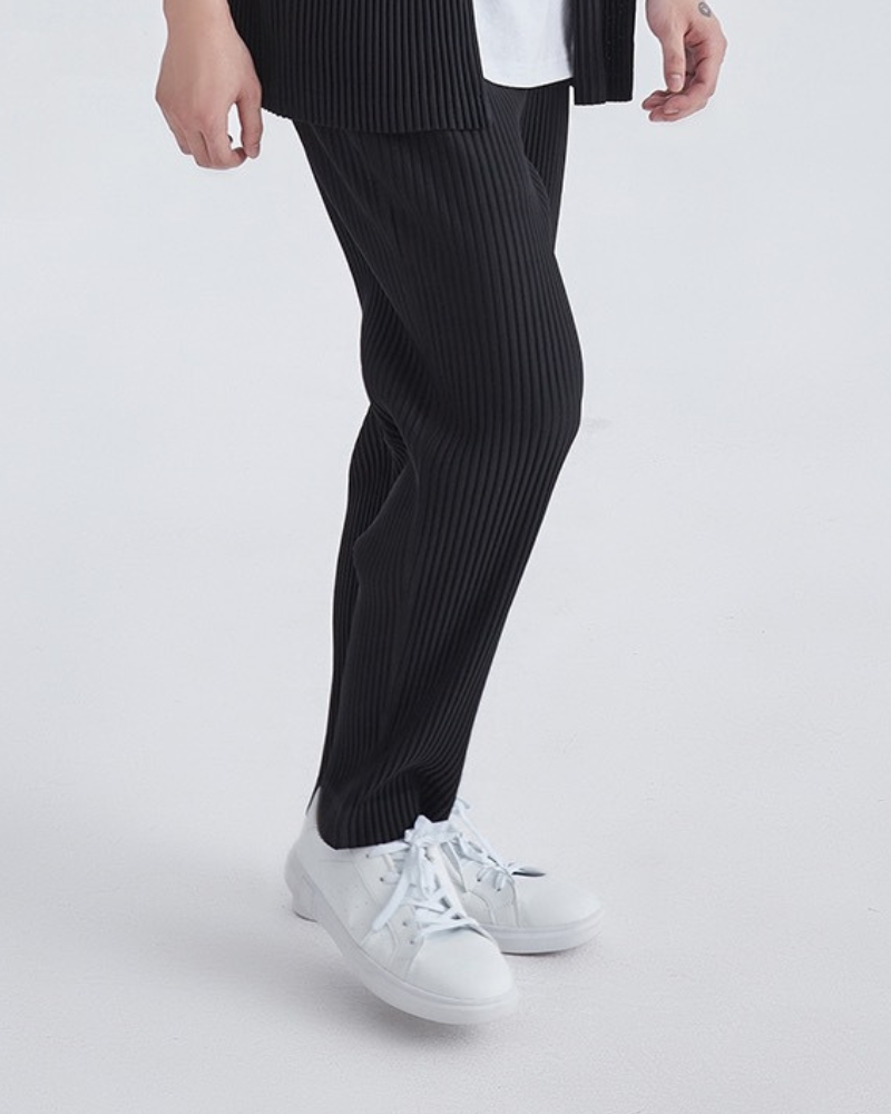 Close-up of material and construction details on men's Ribbed Cotton Trousers — Ardovena Sintra