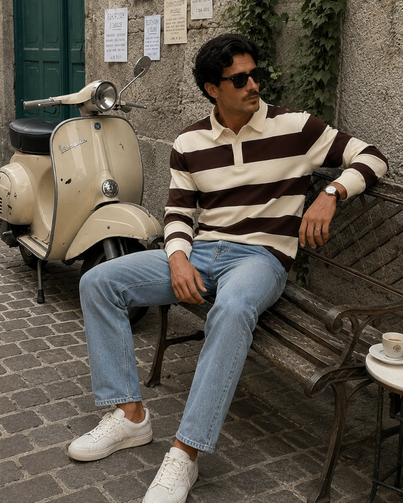 Men's Striped Rugby Polo in an available colour — Ardovena Sintra, main product view