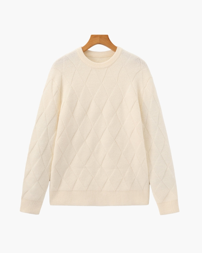 Men's Knit Diamond Knit Crewneck Sweater in an available colour — Ardovena Split, main product view