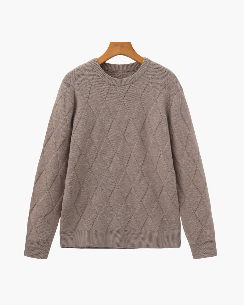 Additional view 09 of Men's Knit Diamond Knit Crewneck Sweater in an available colour — Ardovena Split