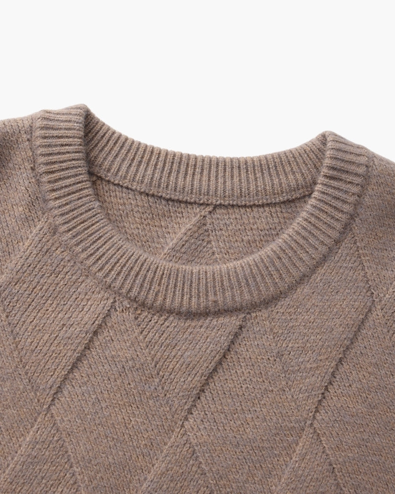 Additional view 11 of Men's Knit Diamond Knit Crewneck Sweater in an available colour — Ardovena Split
