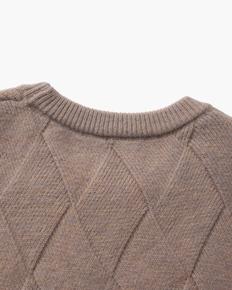 Additional view 12 of Men's Knit Diamond Knit Crewneck Sweater in an available colour — Ardovena Split