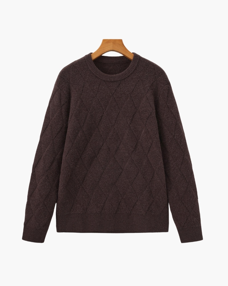 Additional view 16 of Men's Knit Diamond Knit Crewneck Sweater in an available colour — Ardovena Split