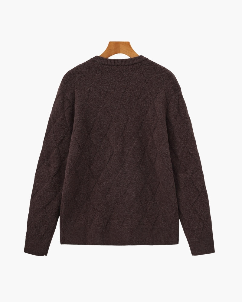 Additional view 17 of Men's Knit Diamond Knit Crewneck Sweater in an available colour — Ardovena Split
