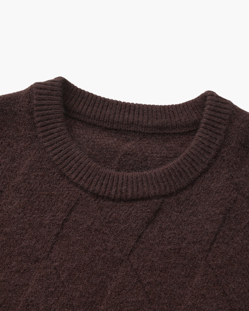 Additional view 18 of Men's Knit Diamond Knit Crewneck Sweater in an available colour — Ardovena Split