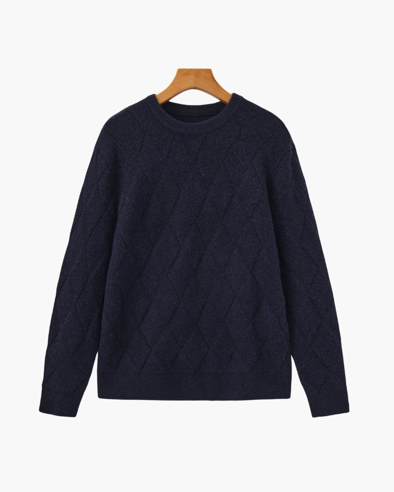 Additional view 21 of Men's Knit Diamond Knit Crewneck Sweater in an available colour — Ardovena Split