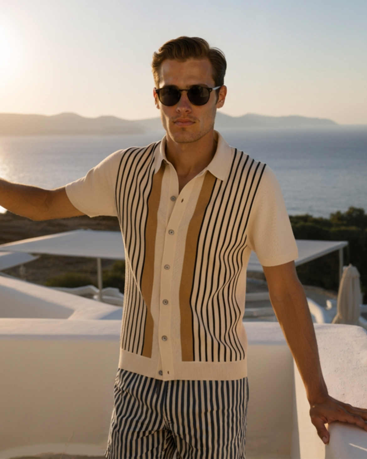 Men's Knit Knit Polo in the colour shown — Ardovena Split, main product view
